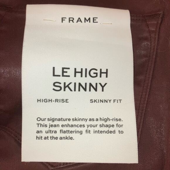 NWT Frame Le High Skinny High Rise Coated Jeans in Bordeaux-size 25 - Picture 13 of 13